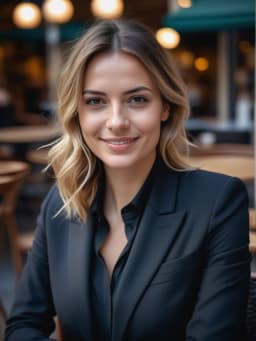 ia photo de Femme en costume noir sur fond de café