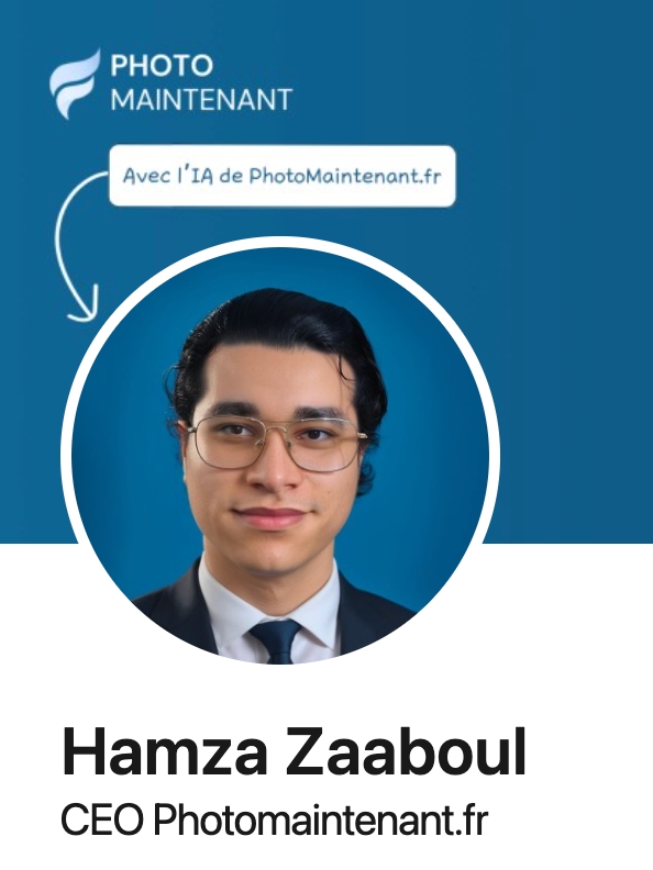 Photo de profil professionnelle LinkedIn avec l'IA de Hamza ZAABOUL