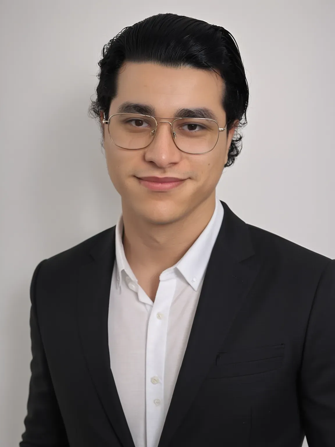 Photo professionnelle IA de l'homme Hamza en costume noir sur fond blanc, haute qualité fait avec PhotoMaintenant